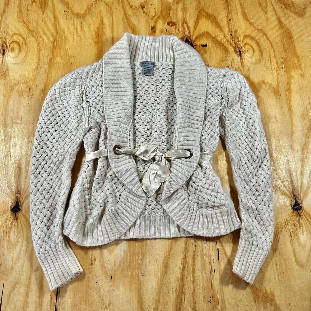Vintage Mac & Jac Cream Angora Blend Knit Cardigan - Size L
